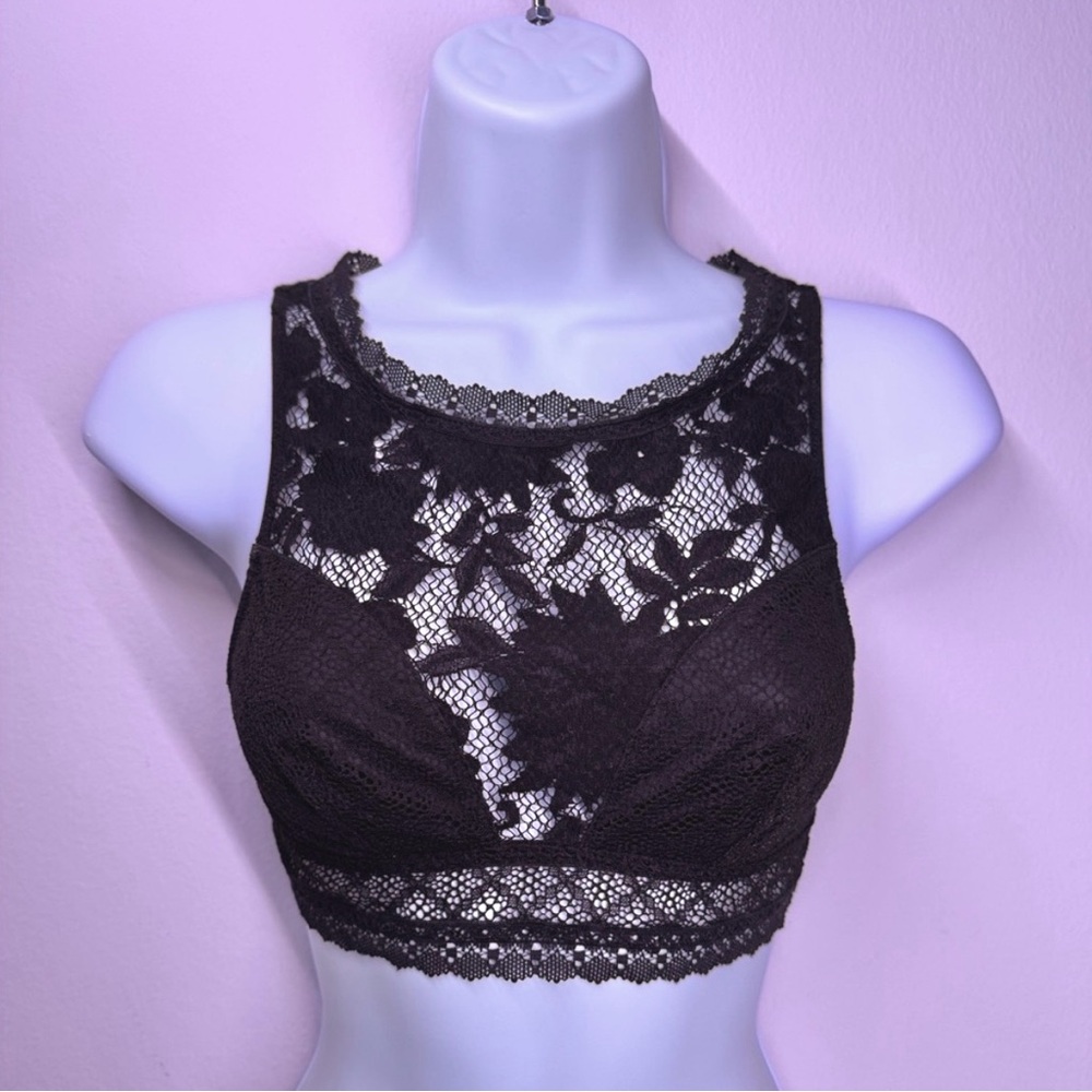 Victoria's Secret Black Lace High-Neck Bralette